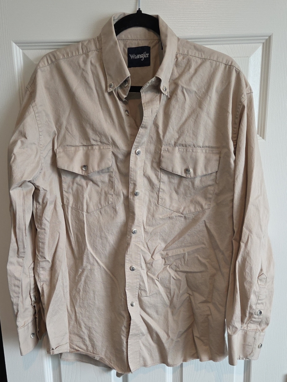 Wrangler Light Beige Button-Front Shirt Jacket